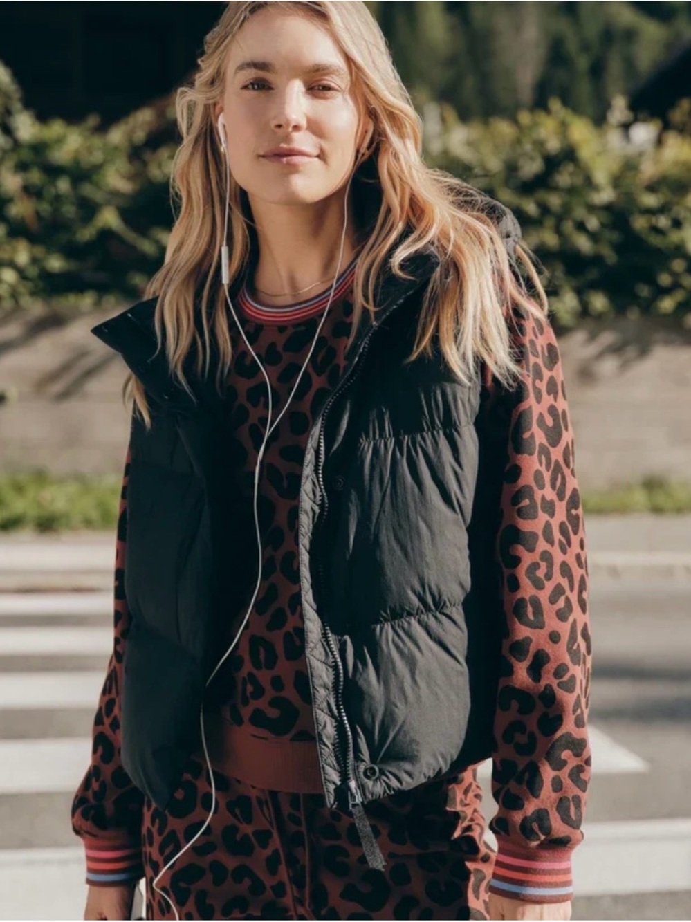 Marine Layer Cropped Black Puffer Vest